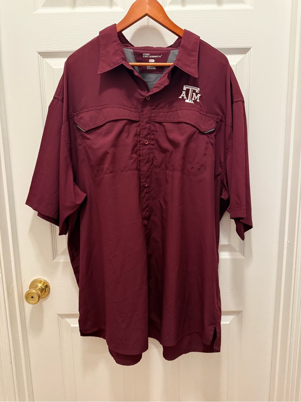 Pro Celebrity Texas AMT Men's XXXL  Maroon Short-Sleeve Button Down Shirt